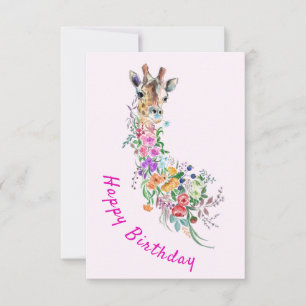 Blume Giraffe Geburtskarte Karte