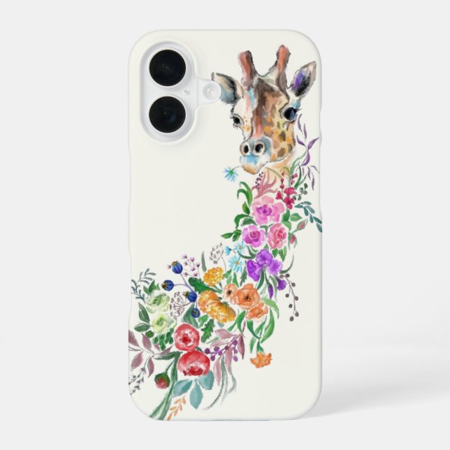 Blume Giraffe iPhone Case 16 Hülle (Rückseite)