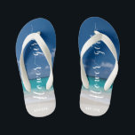 Blume Girl Calligrafy Beach Hochzeit Flip Flops<br><div class="desc">Blume Girl Kalligrafie Strand Hochzeit Party Flip Flops (Kindergrößen) mit Gurten und anpassbaren Text - Sie können Blume Mädchen Namen hinzufügen</div>