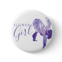 Blume Girl Flag Iris lila Hochzeit Button / Taste
