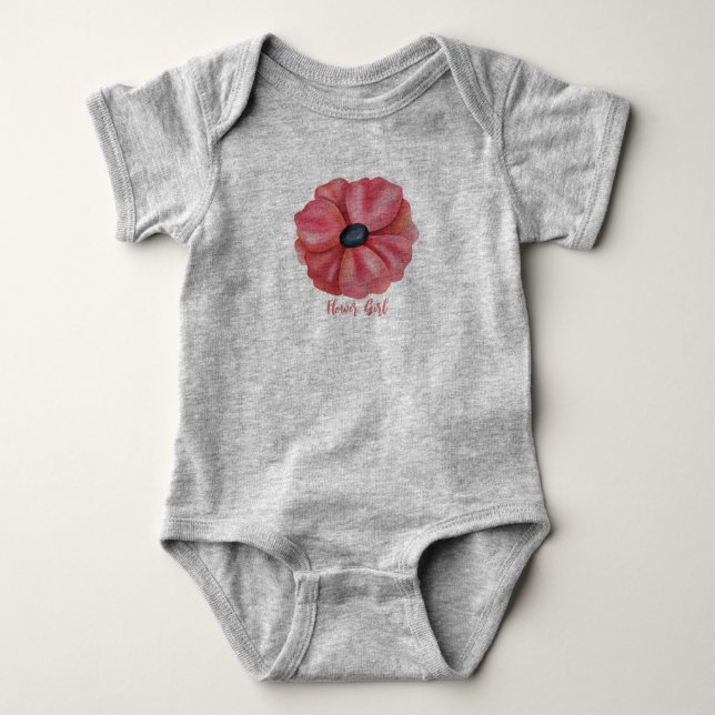 Blume Girl Graue Babykarosserie Baby Strampler (Vorderseite)