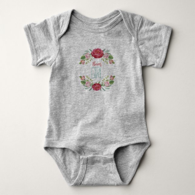 Blume Girl Graue Babykarosserie Baby Strampler (Vorderseite)