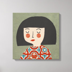 Blume Girl Illustration Leinwanddruck