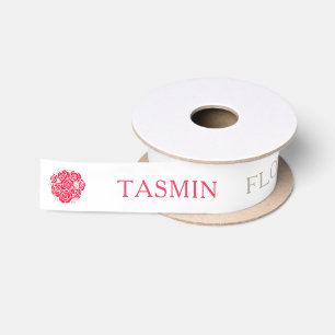 Blume Girl individuelle Name Grafik-rote Rosen Satinband