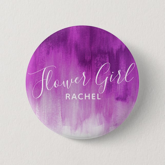Blume Girl lila Mmauve abstrakte Kunst Hochzeit Bu Button (Vorderseite)
