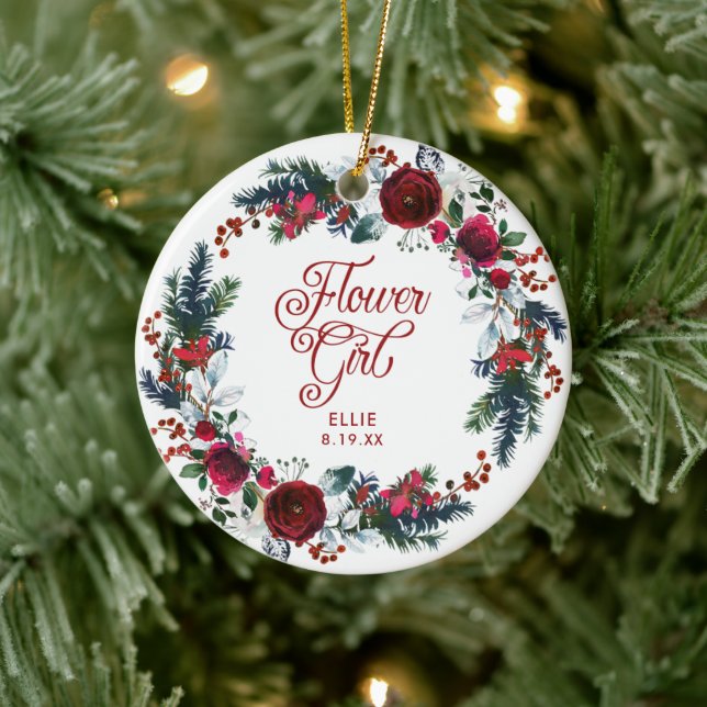 Blume Girl Personalisiertes Geschenk Wasserfarben Keramik Ornament (Baum)