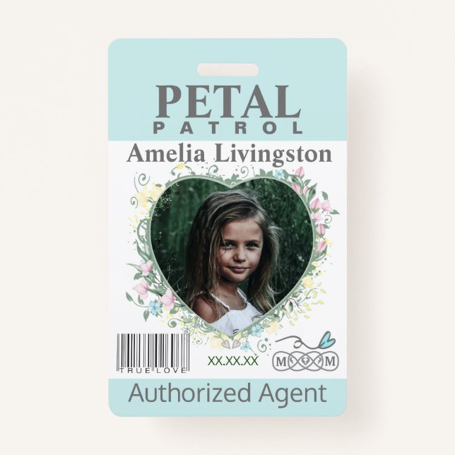 Blume Girl Petal Patrol Abzeichen blau Ausweis (Vorderseite)