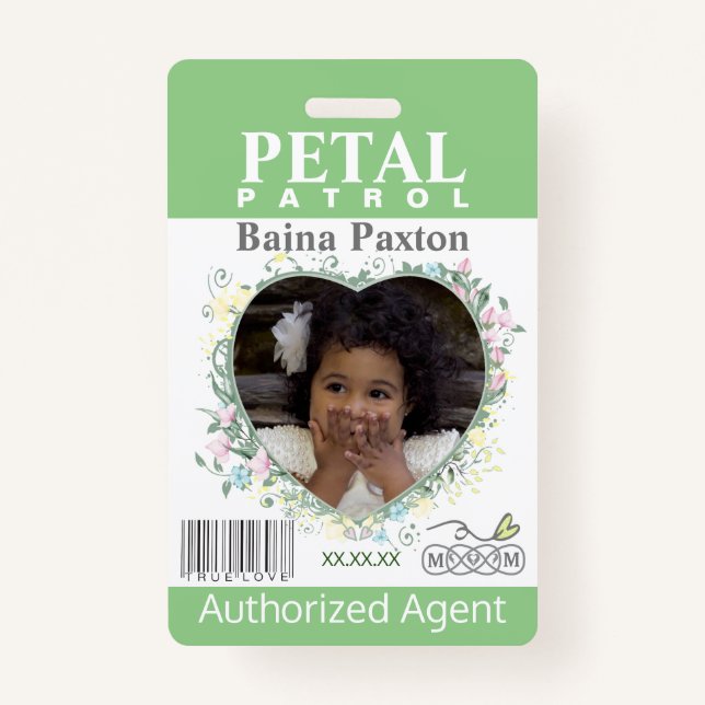 Blume Girl Petal Patrol Frühlingsblumen Ausweis (Vorderseite)
