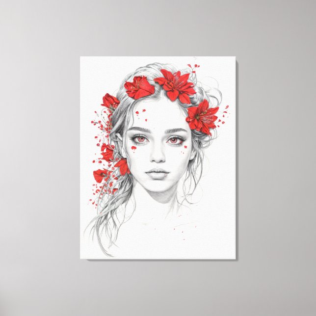 Blume-Girl-Portrait Leinwanddruck (Vorderseite)