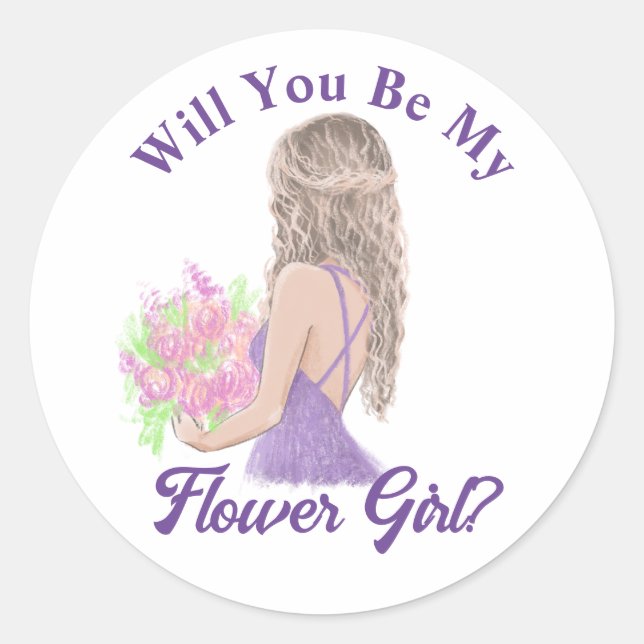 Blume Girl Vorschlag, moderne lila Schrift Runder Aufkleber (Vorderseite)