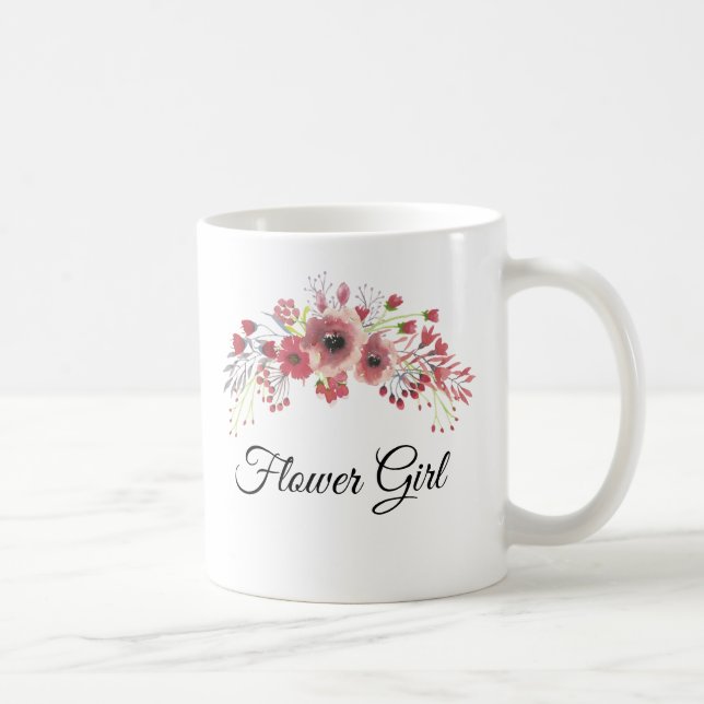 Blume Girl Wasserfarbe Rosa Blume Bouquet Tasse (Rechts)