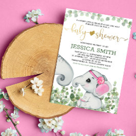 Blume Girl Watercolor Elephant Baby Dusche Einladung