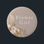 Blume Girl Wedding Boho Pampas Grass Button<br><div class="desc">Ein Hochzeitssake für das Blume-Mädchen mit neutralen Tönen und Pampas-Gras-Blätter.</div>