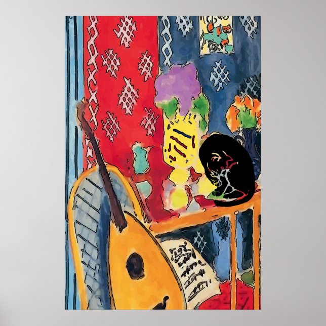 Blume Gitarre und Black Cat Poster (Vorne)