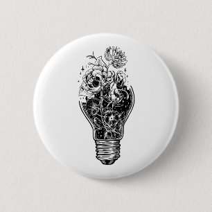Blume Glühbirne Power Tree Ruhe für Hippies Button