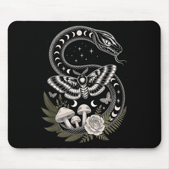 Blume Goblincore Moth Butterfly Monophons Cotta Mousepad (Vorne)