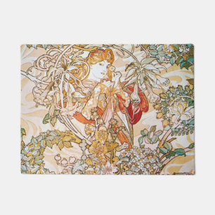 Blume Goddess Art Nouveau Artwork by Alphons Much Fußmatte