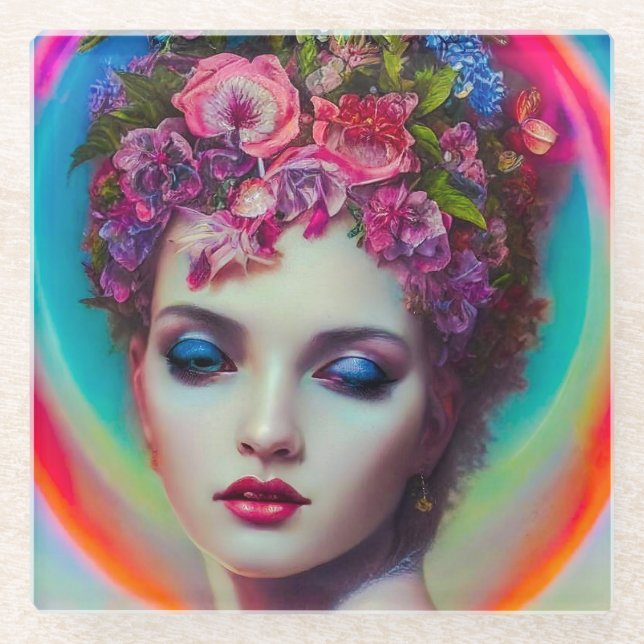 Blume Goddess Glasuntersetzer (Vorderseite)