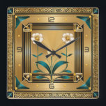 Blume Gold Art Deco Quadratische Wanduhr<br><div class="desc">Großartiges Uhrendesign. Du wirst es wie andere Liebe bekommen. Sie können dieses Design auch für andere Produkte verwenden,  die Sie mögen,  oder Ihren Text anpassen und hinzufügen. Folgen Sie mir für mehr. Vielen Dank. Ich wünsche Ihnen einen schönen Tag.</div>