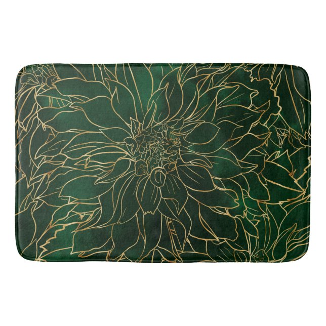 Blume Gold und Green Dahlia Badematte (Vorderseite)