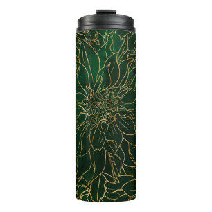 Blume Gold und Green Dahlia Thermosbecher