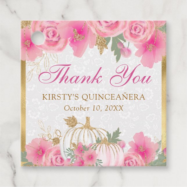 Blume Goldquinceanera Geschenkanhänger (Vorderseite)