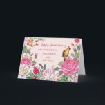 Blume Grandson und seine Ehefrau Jahrestag Karte<br><div class="desc">Glückliche Hochzeitskarte für Enkel und seine Ehefrau mit hübschen Frühlingsblumen und Vögeln und Herzenslust.</div>