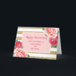 Blume Grandson und seine Ehefrau Jahrestag Karte<br><div class="desc">Glückliche Hochzeitskarte für Enkel und seine Ehefrau mit hübsch rosa Aquarellfarben-Blume,  goldenen Streifen und dem gefühlvollen Vers.</div>