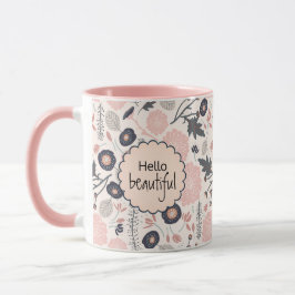 Blume Grau Pink Schwarz Hallo schön schön Tasse