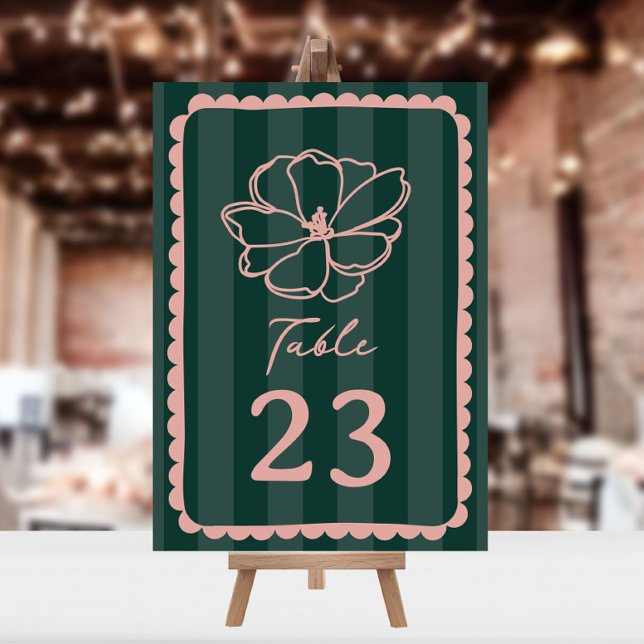 Blume Green Stripe Wedding Einladung (Von Creator hochgeladen)