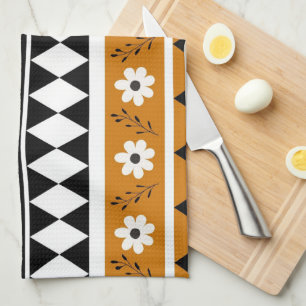 Blume Grenzstreifen Diamond-Boho Blumenmuster Geschirrtuch