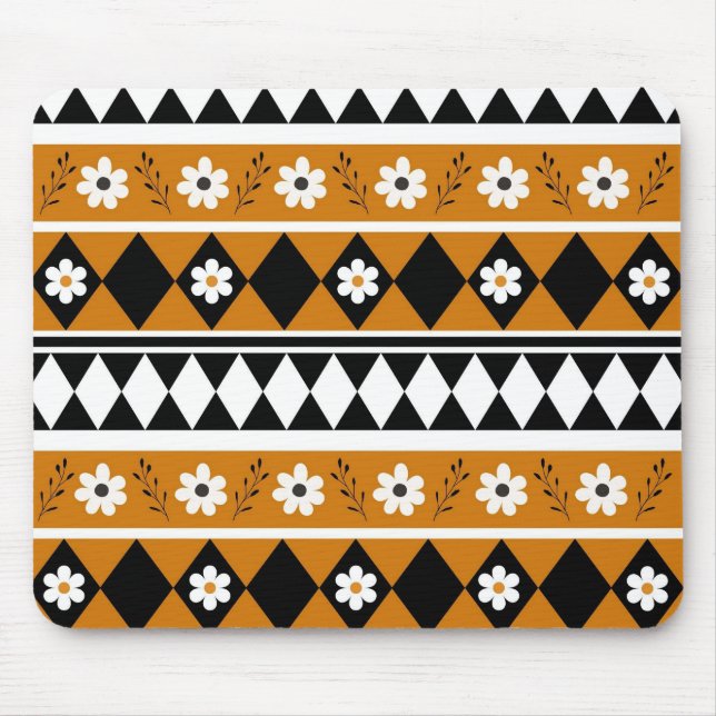 Blume Grenzstreifen Diamond-Boho Blumenmuster Mousepad (Vorne)