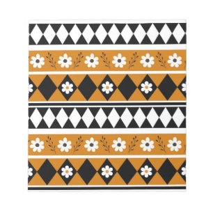 Blume Grenzstreifen Diamond-Boho Blumenmuster Notizblock