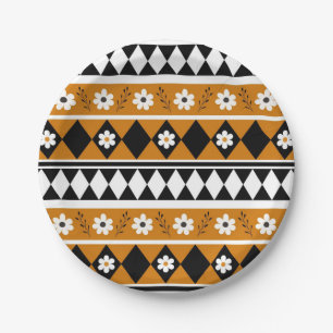 Blume Grenzstreifen Diamond-Boho Blumenmuster Pappteller