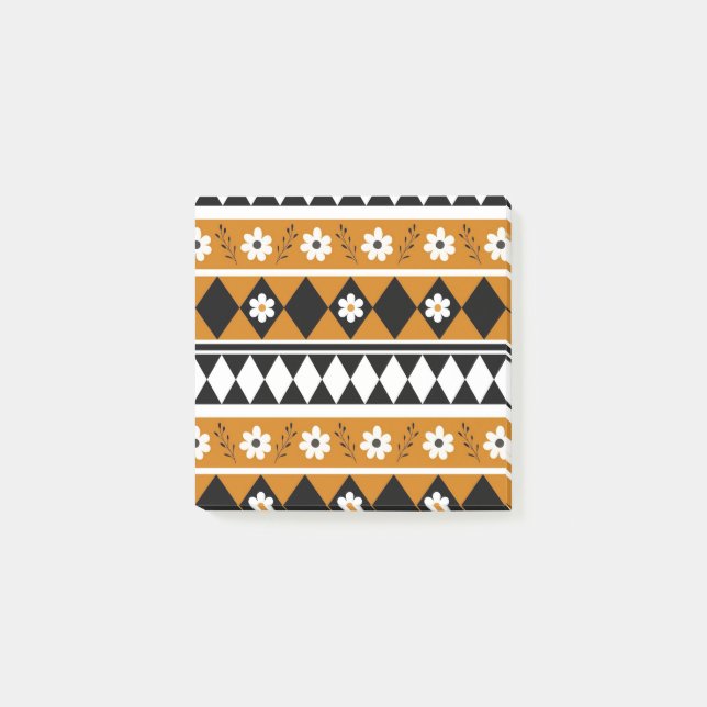 Blume Grenzstreifen Diamond-Boho Blumenmuster Post-it Klebezettel (Vorderseite)