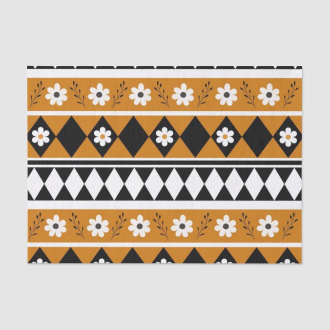 Blume Grenzstreifen Diamond-Boho Blumenmuster Seidenpapier (Vorderseite)
