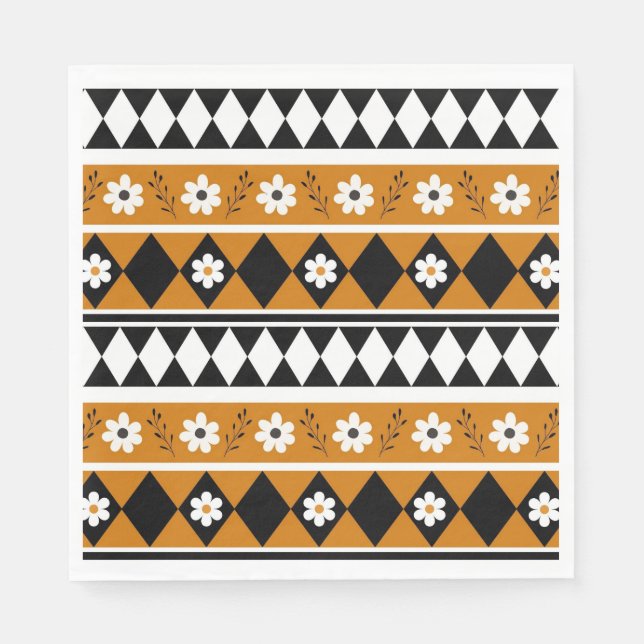 Blume Grenzstreifen Diamond-Boho Blumenmuster Serviette (Vorderseite)