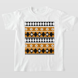 Blume Grenzstreifen Diamond-Boho Blumenmuster T-Shirt