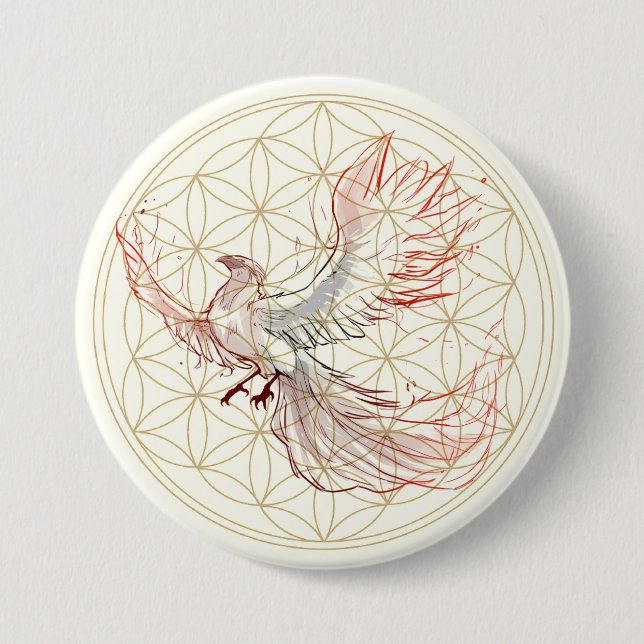 Blume großen Knopfes Leben-Phoenix Button (Vorderseite)