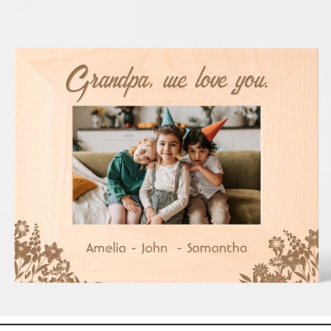 Blume Großvater-Namen, graviert Holzrahmen Geätzte Rahmen (Von Creator hochgeladen)