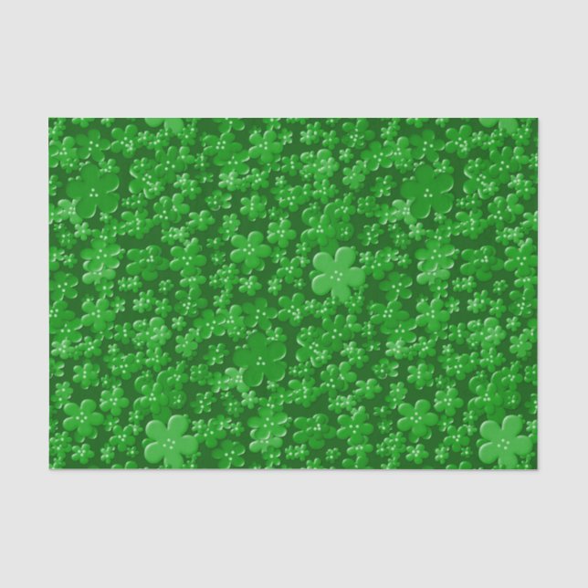 Blume-Grün-GEWEBE-WRAPPING-PAPIER Seidenpapier (Vorderseite)