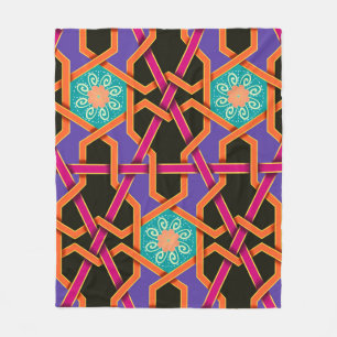Blume grün orange und lila Geometrisch ethnisch Fleecedecke