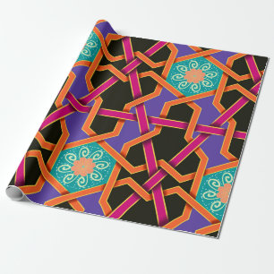 Blume grün orange und lila Geometrisch ethnisch Geschenkpapier