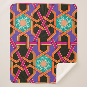 Blume grün orange und lila Geometrisch ethnisch Sherpadecke