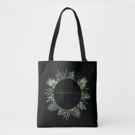 BLUME GRÜN SCHWARZ MIT DEDICATION TOTE BAG TASCHE