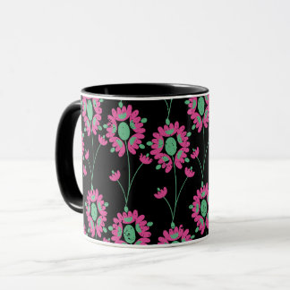 Blume Grün und Rosa Nahtloses Muster Tasse
