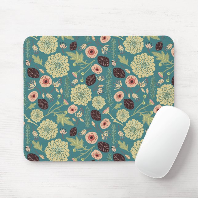 Blume Grünrosa Blumenmuster Mousepad (Mit Mouse)