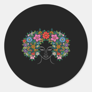 Blume Hair Afro Girl Black History Juneteen Runder Aufkleber