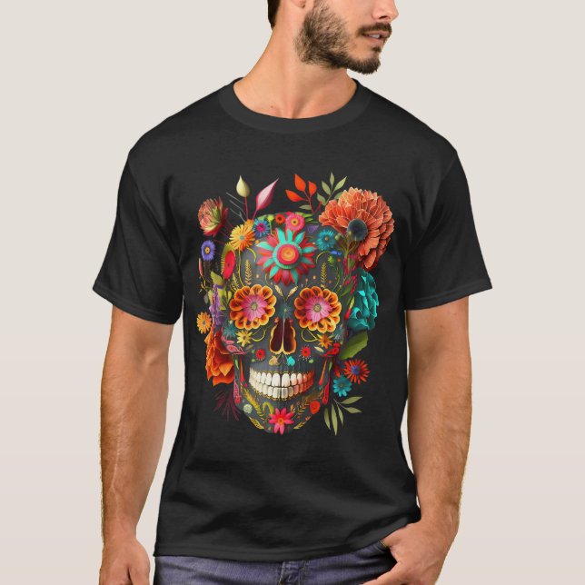Blume Halloween Catrina T-Shirt (Vorderseite)