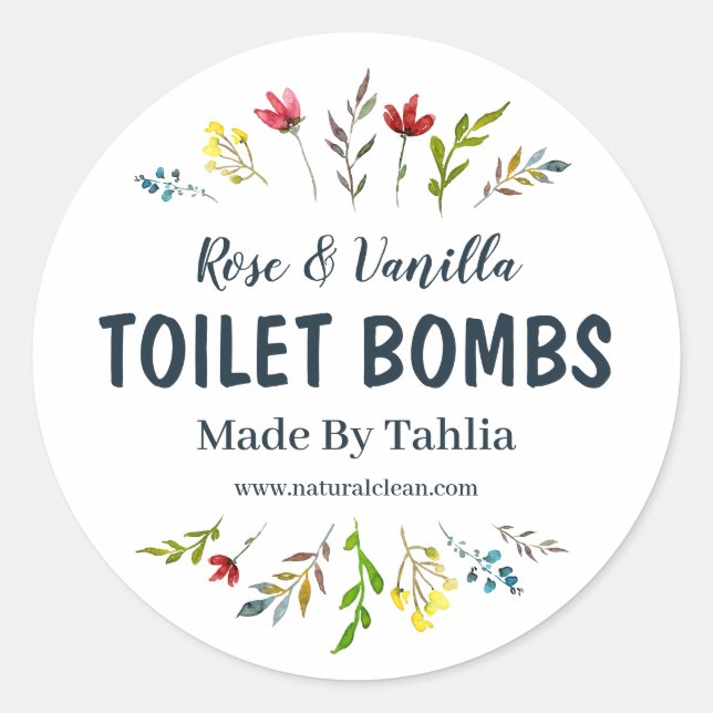 Blume Handgefertigte, feine Toilettenreinigungseti Runder Aufkleber (Vorderseite)